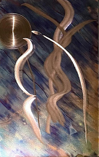 abstract painting on copper